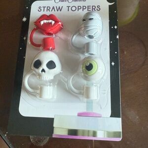 Halloween Straw Toppers - Red, White, Black